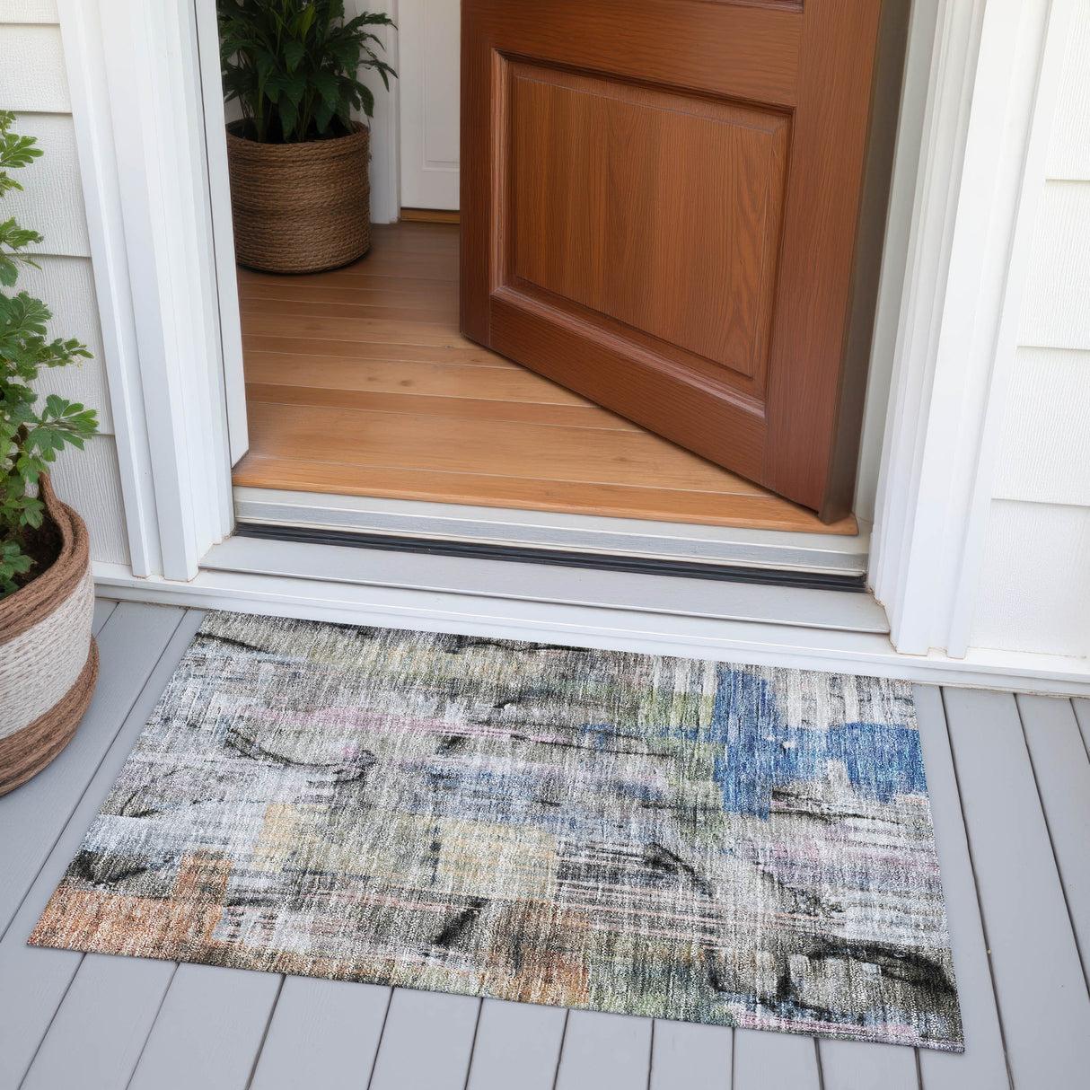 Addison Chantille ACN2076 Abstract Machine Made Transitional Blue Rug