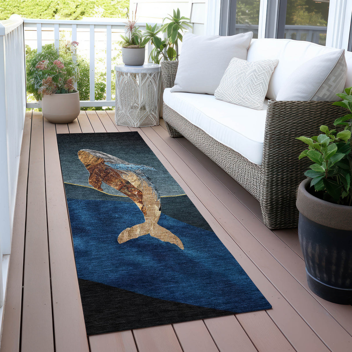 Addison Chantille ACN2078 Coastal Machine Made Transitional Blue Rug