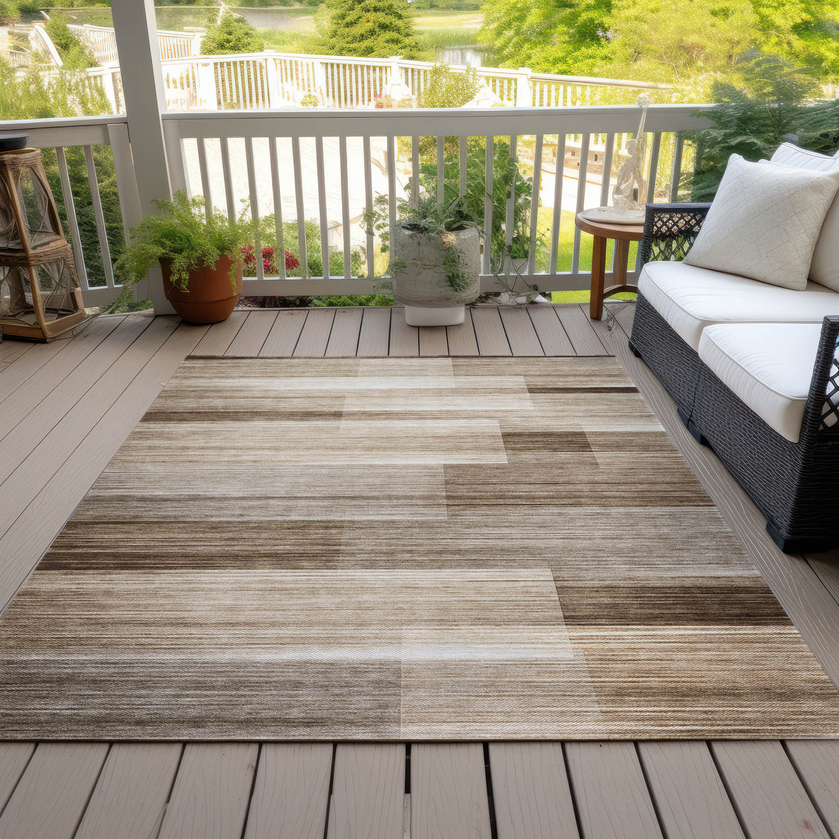 Addison Chantille ACN2082 Stripes Machine Made Transitional Brown Rug
