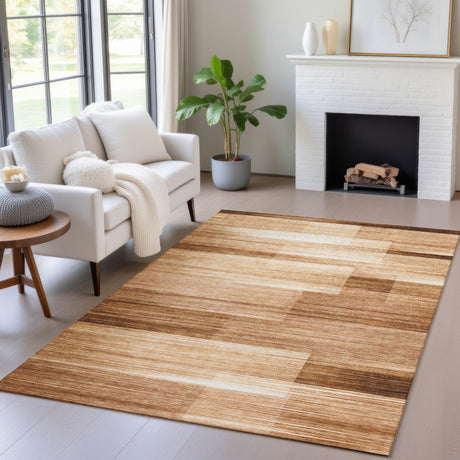 Addison Chantille ACN2082 Stripes Machine Made Transitional Paprika Rug