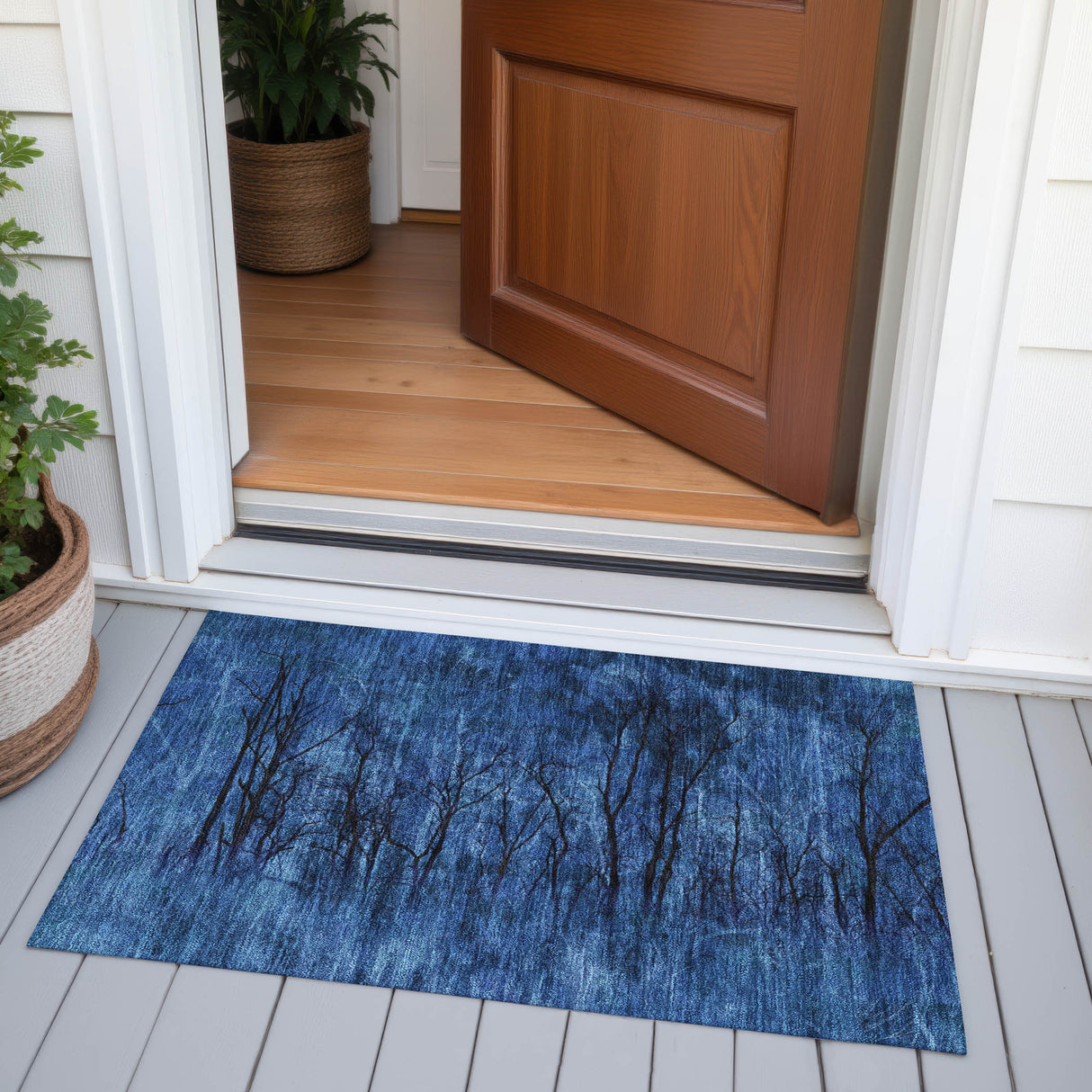 Addison Chantille ACN2083 Floral Machine Made Transitional Blue Rug