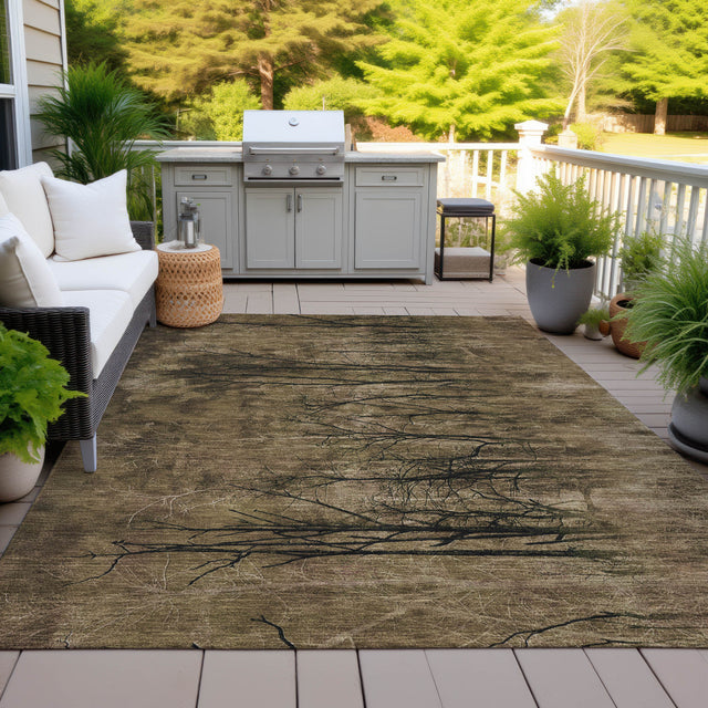 Addison Chantille ACN2083 Floral Machine Made Transitional Brown Rug