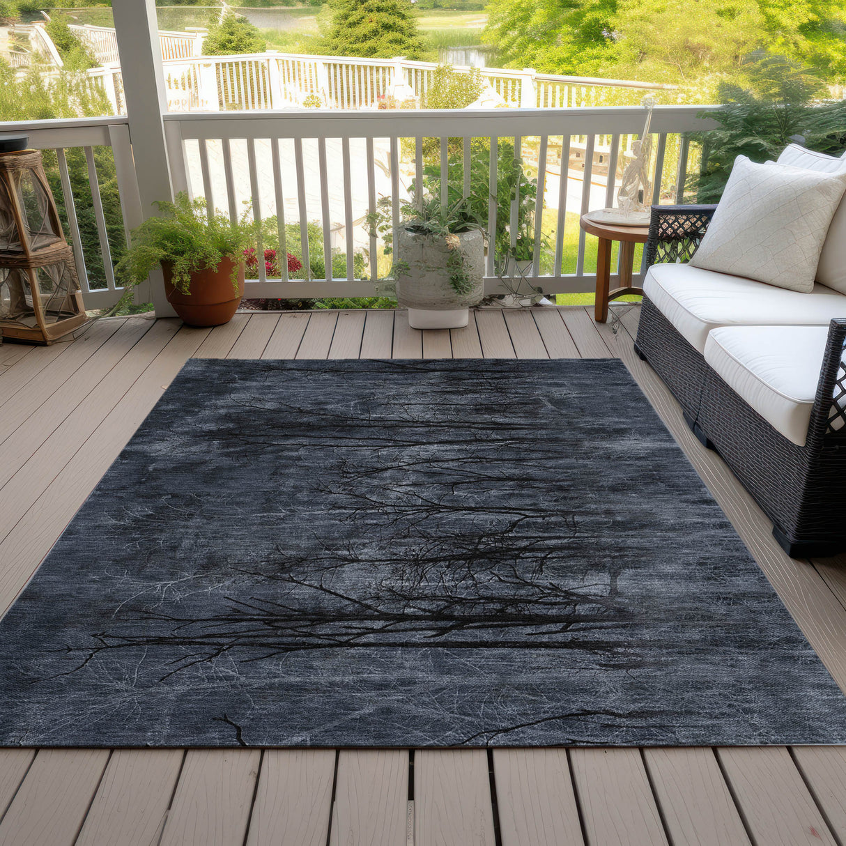 Addison Chantille ACN2083 Floral Machine Made Transitional Charcoal Rug