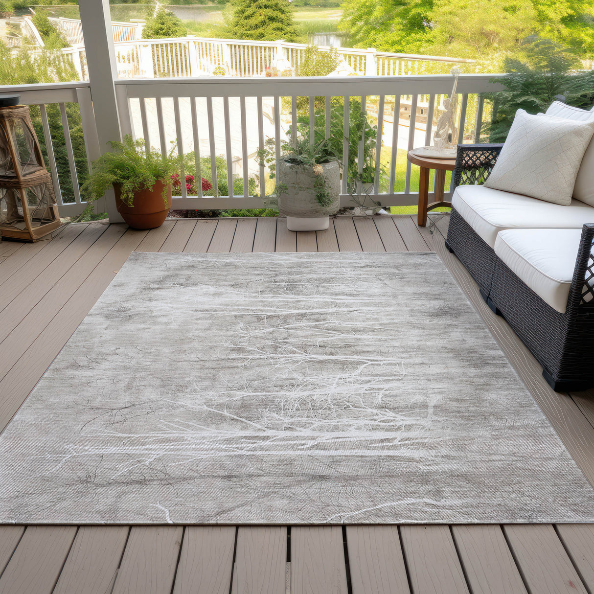 Addison Chantille ACN2083 Floral Machine Made Transitional Silver Rug