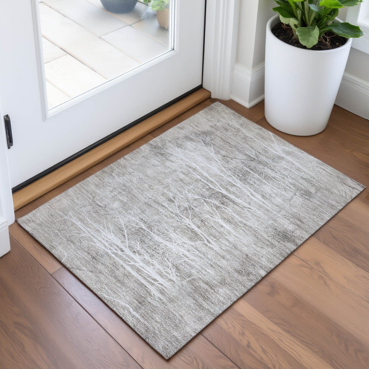 Addison Chantille ACN2083 Floral Machine Made Transitional Silver Rug