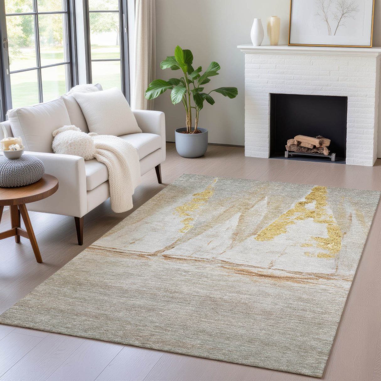 Addison Chantille ACN2084 Coastal Machine Made Transitional Taupe Rug