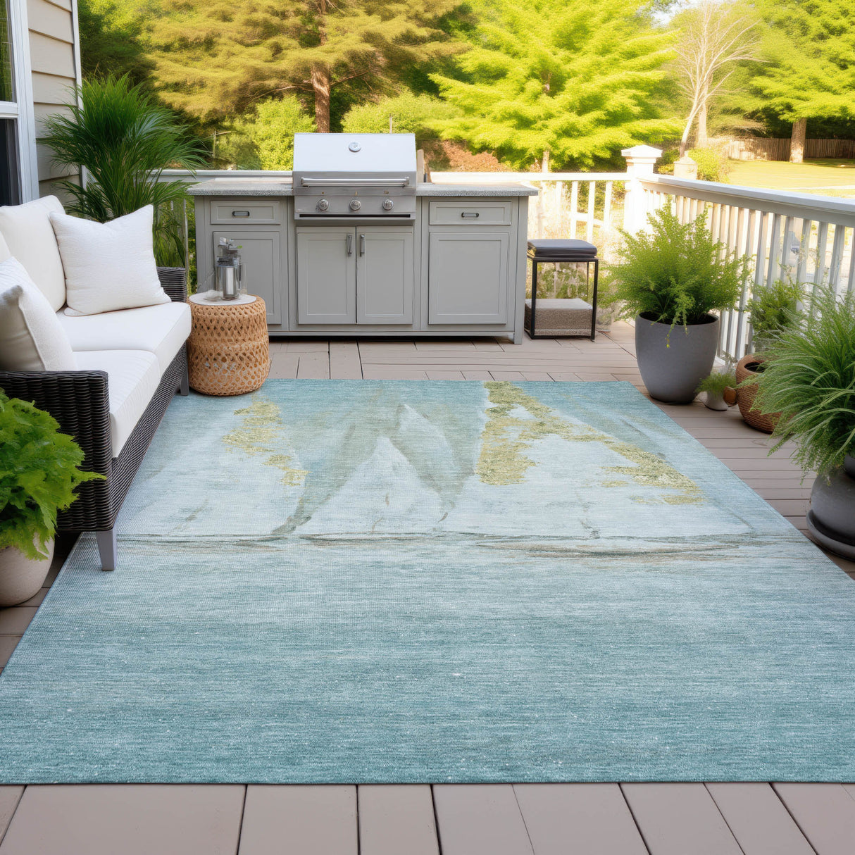 Addison Chantille ACN2084 Coastal Machine Made Transitional Teal Rug