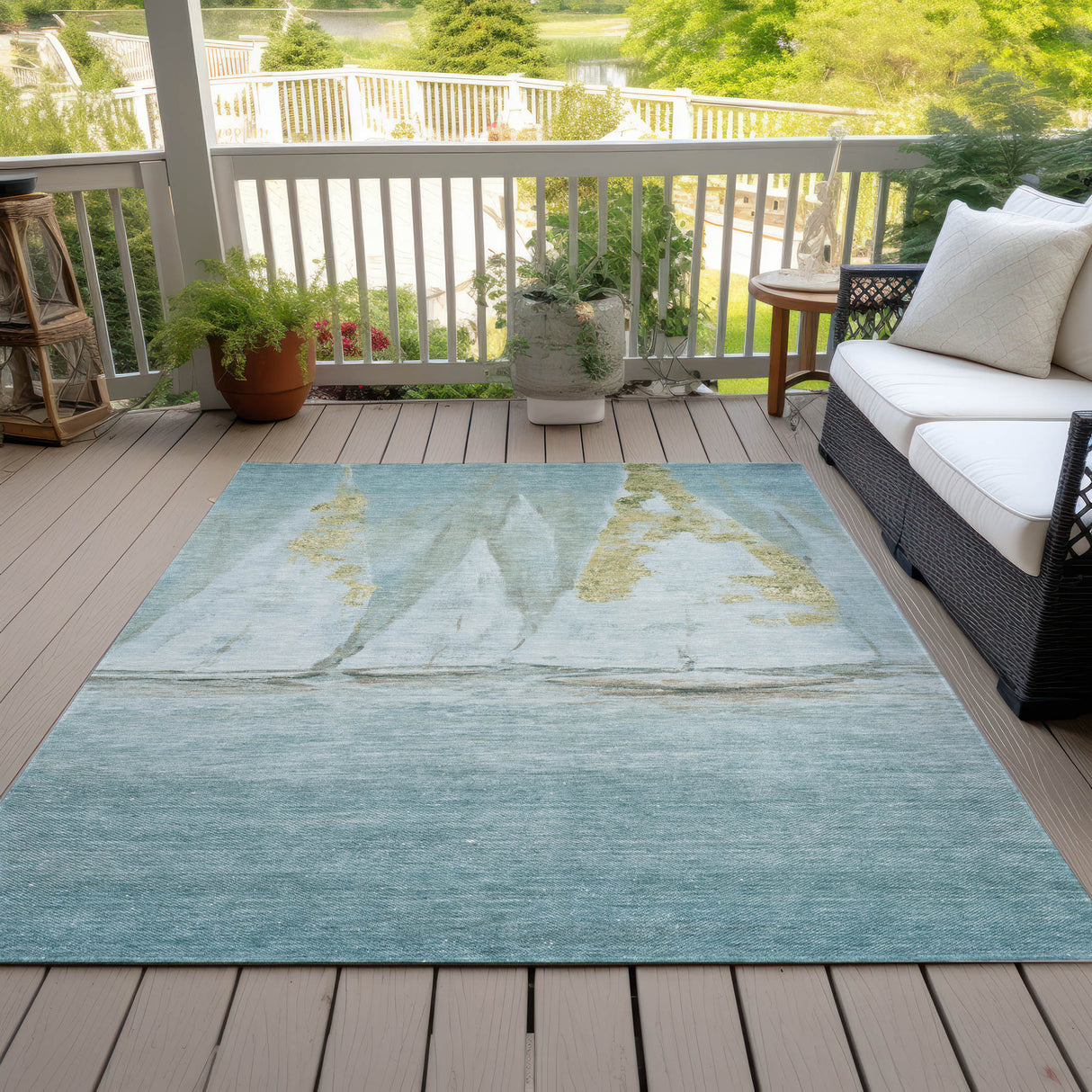 Addison Chantille ACN2084 Coastal Machine Made Transitional Teal Rug