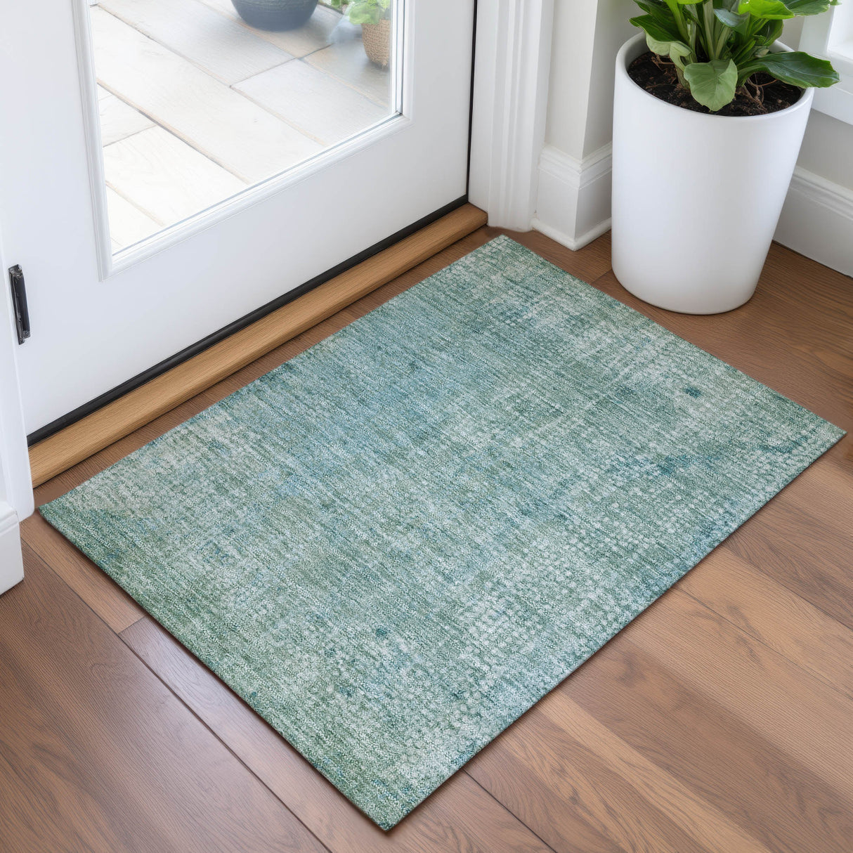 Addison Chantille ACN2087 Abstract Machine Made Transitional Teal Rug