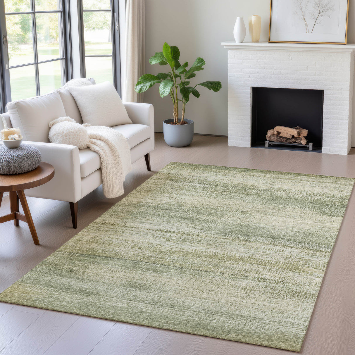 Addison Chantille ACN2089 Abstract Machine Made Transitional Aloe Rug