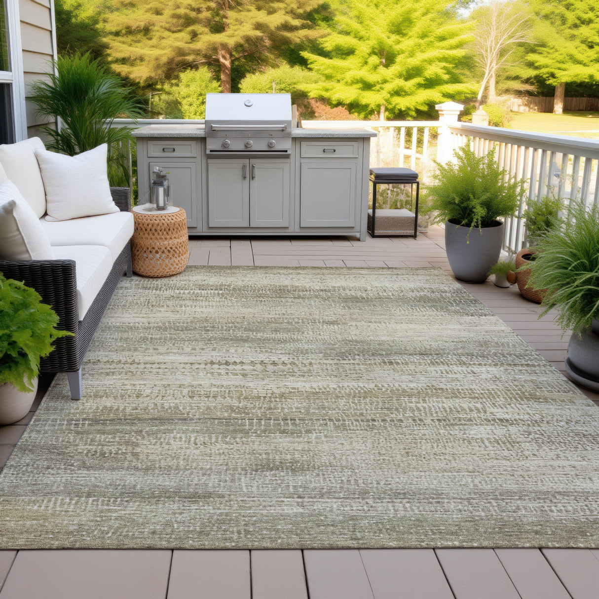 Addison Chantille ACN2089 Abstract Machine Made Transitional Taupe Rug