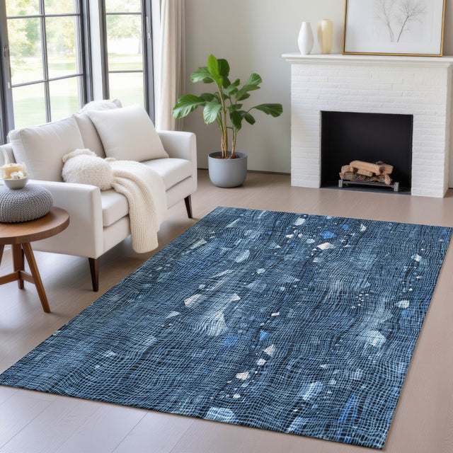 Addison Chantille ACN2092 Abstract Machine Made Transitional Blue Rug