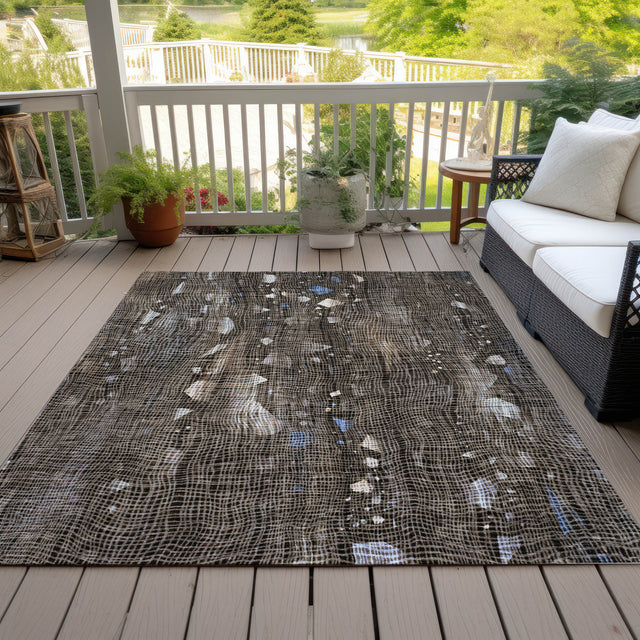 Addison Chantille ACN2092 Abstract Machine Made Transitional Chocolate Rug