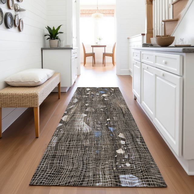 Addison Chantille ACN2092 Abstract Machine Made Transitional Chocolate Rug