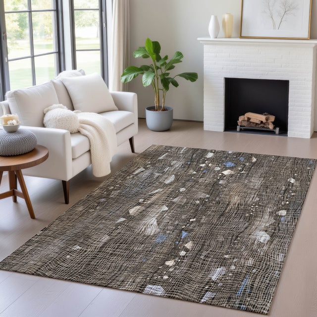 Addison Chantille ACN2092 Abstract Machine Made Transitional Chocolate Rug