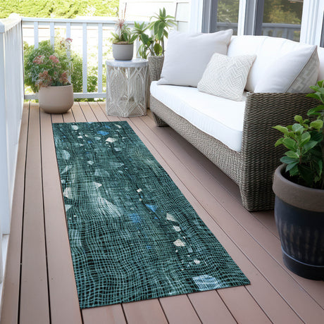 Addison Chantille ACN2092 Abstract Machine Made Transitional Teal Rug