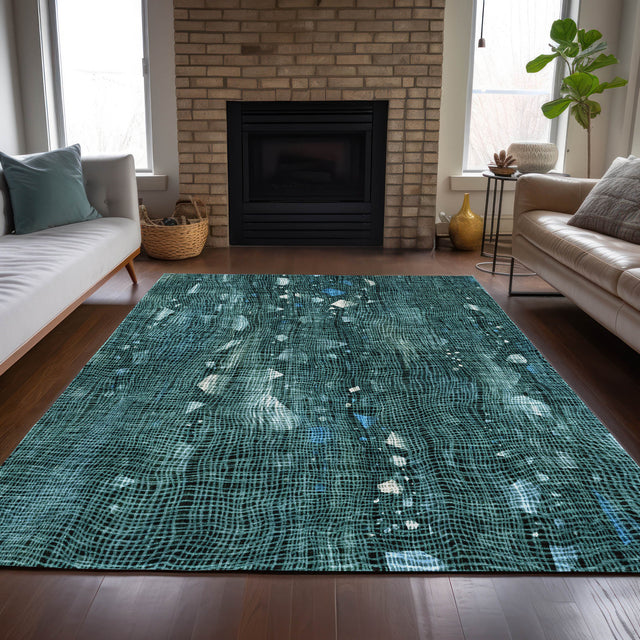 Addison Chantille ACN2092 Abstract Machine Made Transitional Teal Rug