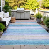 Addison Chantille ACN2093 Stripes Machine Made Transitional Aqua Rug
