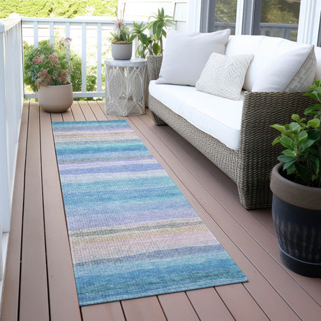 Addison Chantille ACN2093 Stripes Machine Made Transitional Aqua Rug