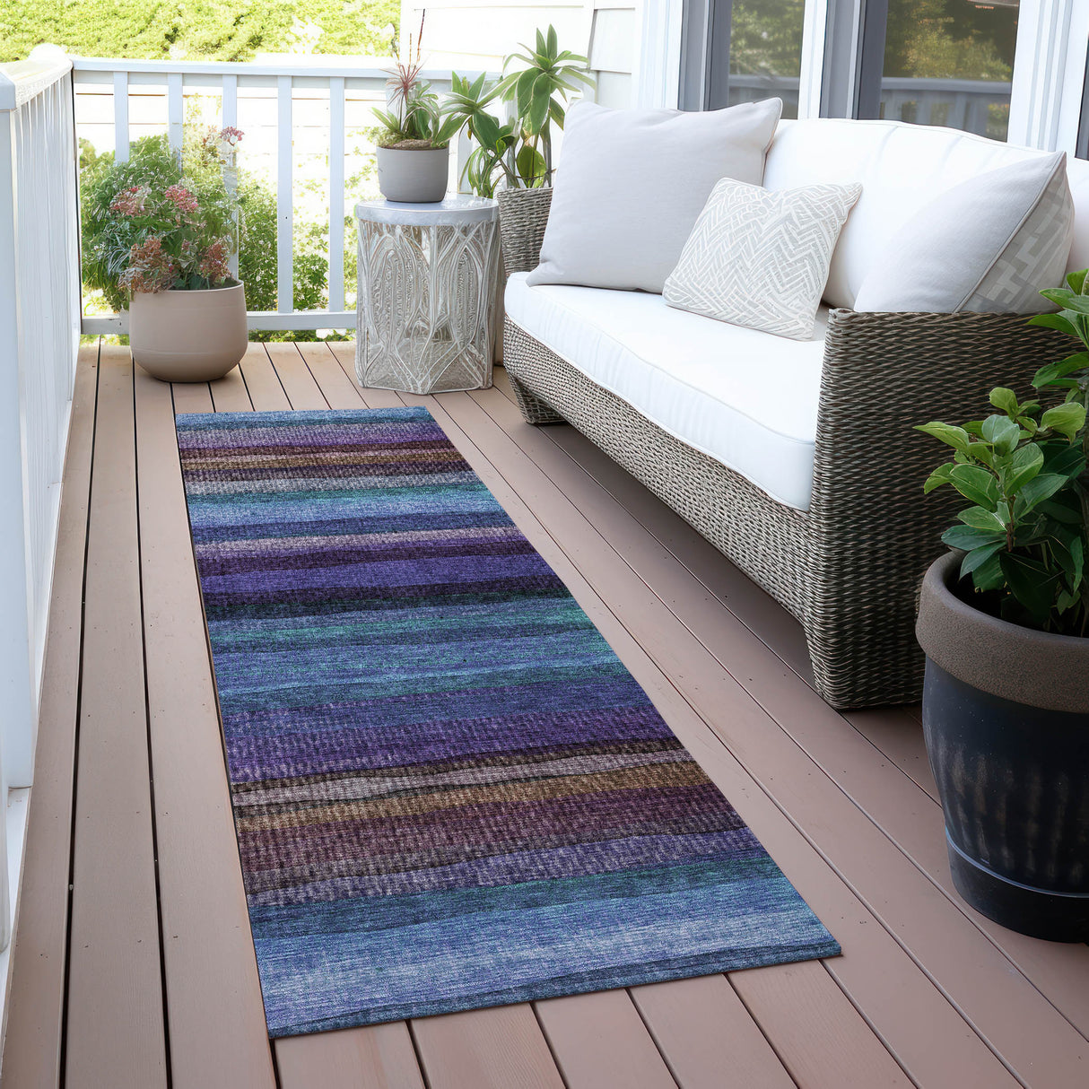 Addison Chantille ACN2093 Stripes Machine Made Transitional Blue Rug