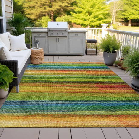 Addison Chantille ACN2093 Stripes Machine Made Transitional Green Rug