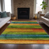 Addison Chantille ACN2093 Stripes Machine Made Transitional Green Rug