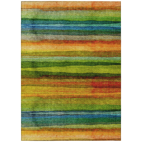 Addison Chantille ACN2093 Stripes Machine Made Transitional Green Rug