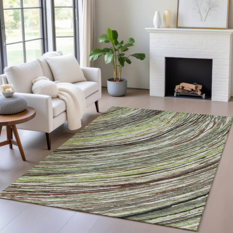 Addison Chantille ACN2094 Swirls Machine Made Transitional Aloe Rug