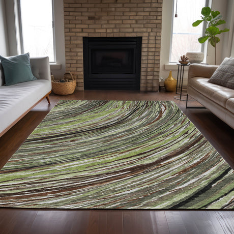 Addison Chantille ACN2094 Swirls Machine Made Transitional Aloe Rug