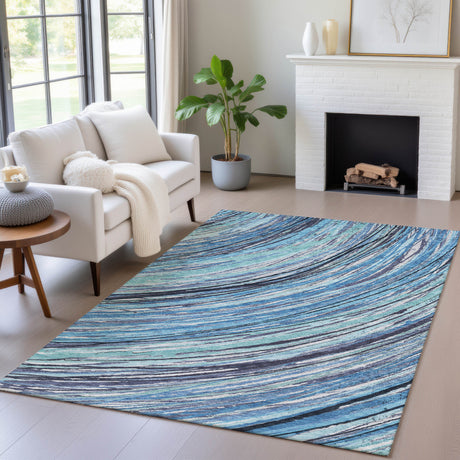 Addison Chantille ACN2094 Swirls Machine Made Transitional Blue Rug