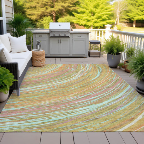 Addison Chantille ACN2094 Swirls Machine Made Transitional Gold Rug