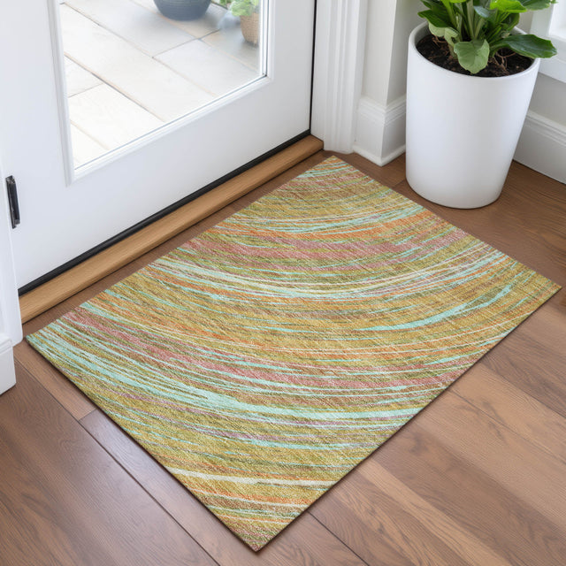Addison Chantille ACN2094 Swirls Machine Made Transitional Gold Rug