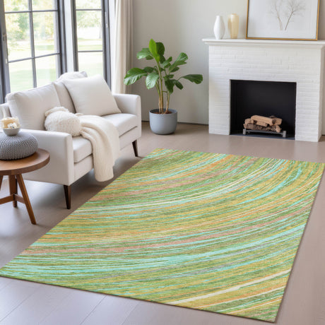 Addison Chantille ACN2094 Swirls Machine Made Transitional Green Rug