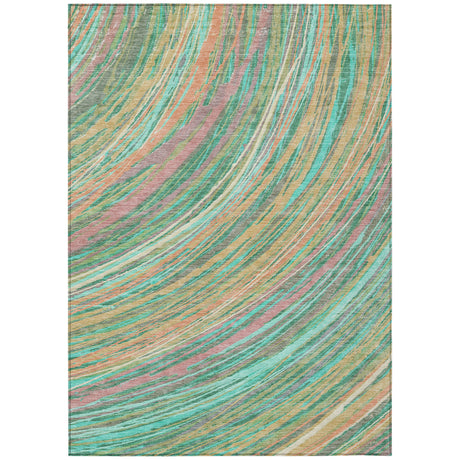 Addison Chantille ACN2094 Swirls Machine Made Transitional Teal Rug