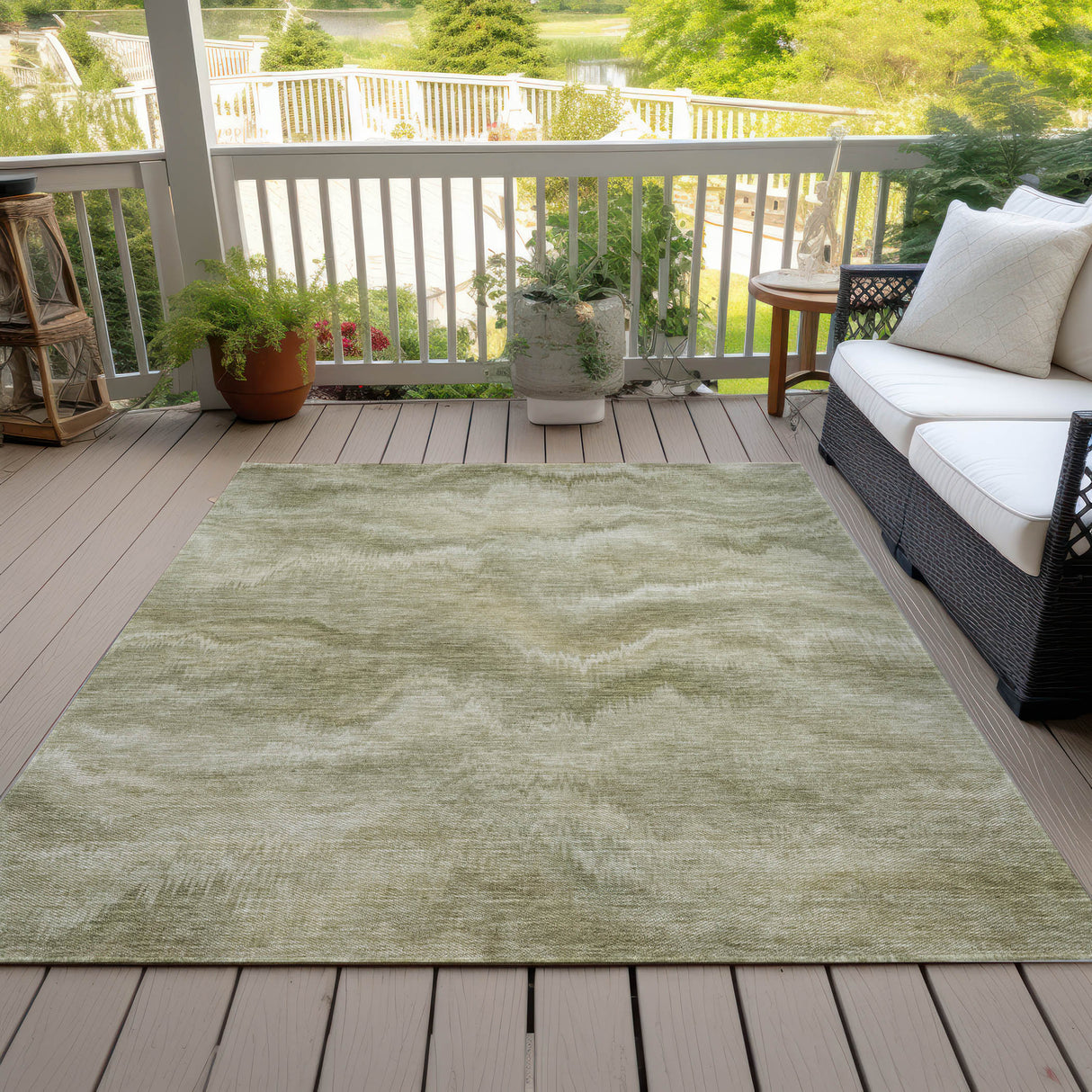 Addison Chantille ACN2095 Waves Machine Made Transitional Sage Rug