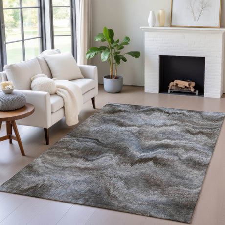 Addison Chantille ACN2095 Waves Machine Made Transitional Taupe Rug