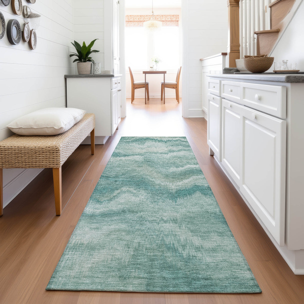 Addison Chantille ACN2095 Waves Machine Made Transitional Teal Rug