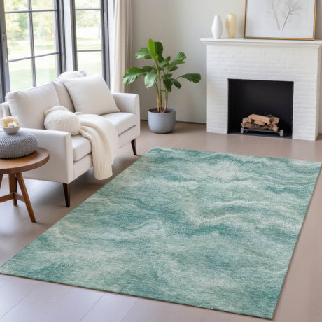 Addison Chantille ACN2095 Waves Machine Made Transitional Teal Rug