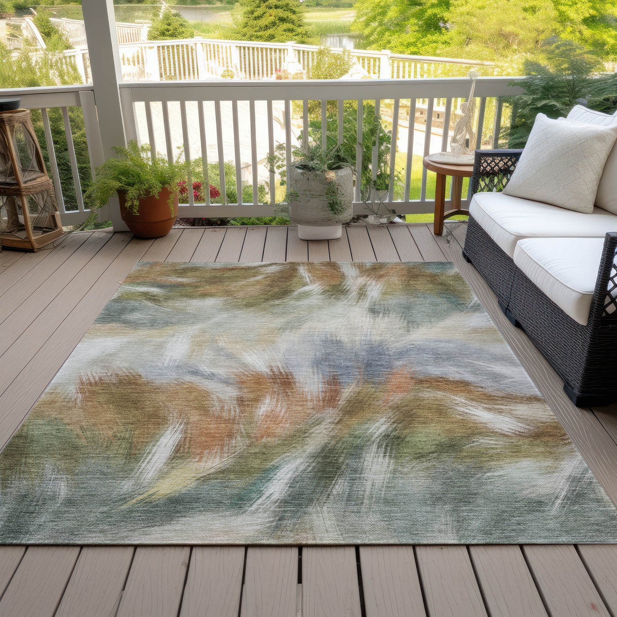 Addison Chantille ACN2096 Abstract Machine Made Transitional Beige Rug