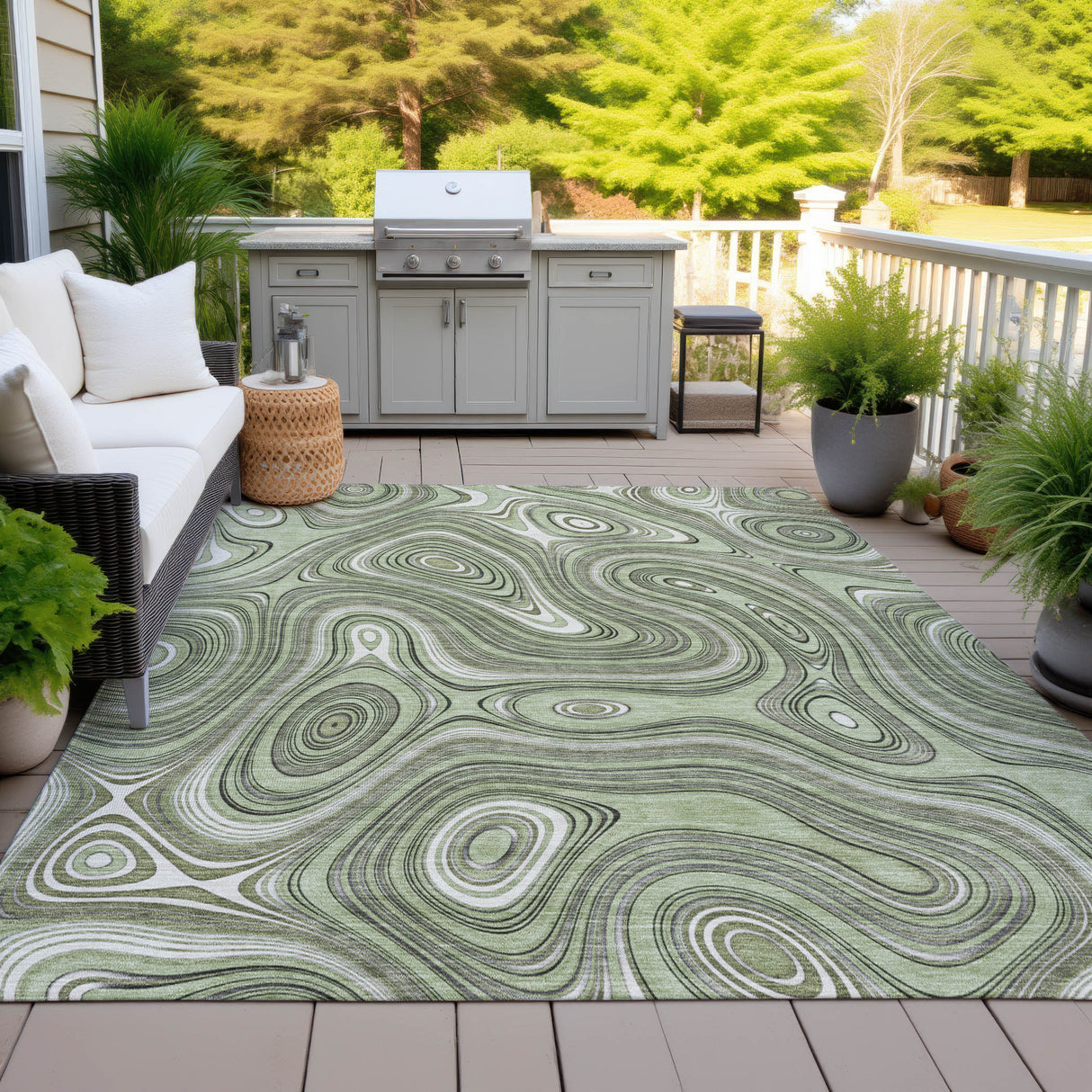 Addison Chantille ACN2097 Geometric Machine Made Transitional Aloe Rug