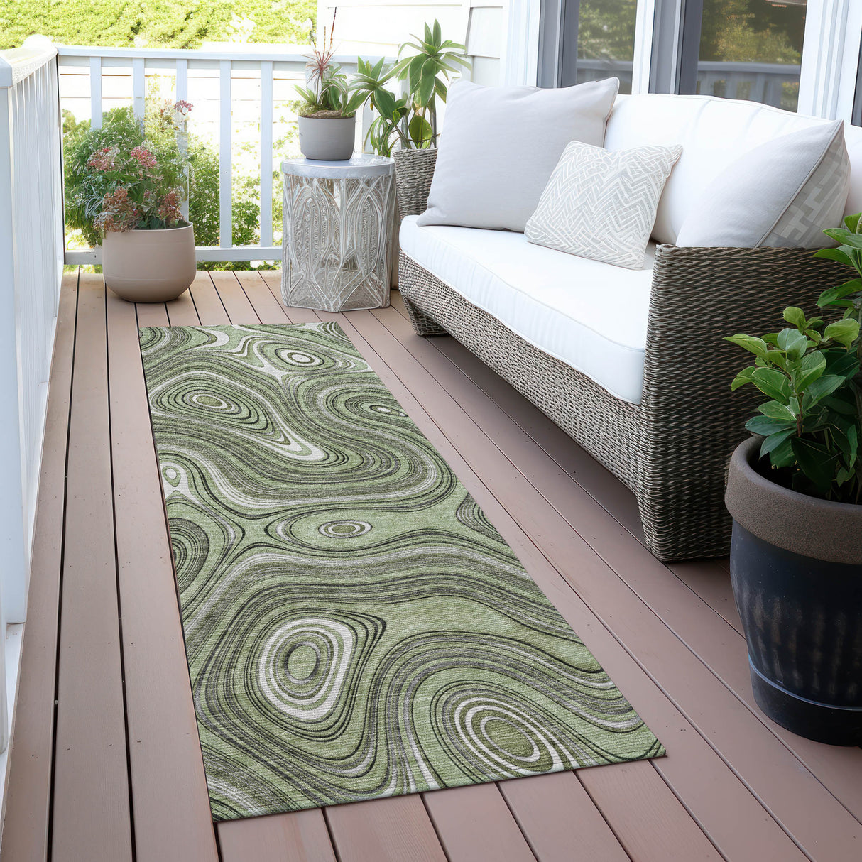 Addison Chantille ACN2097 Geometric Machine Made Transitional Aloe Rug