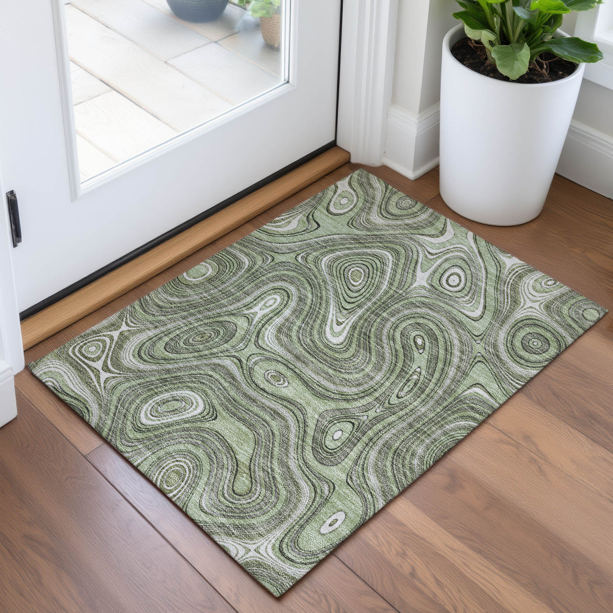 Addison Chantille ACN2097 Geometric Machine Made Transitional Aloe Rug