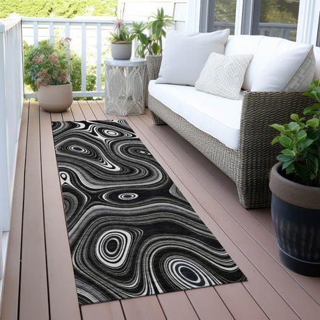 Addison Chantille ACN2097 Geometric Machine Made Transitional Black Rug