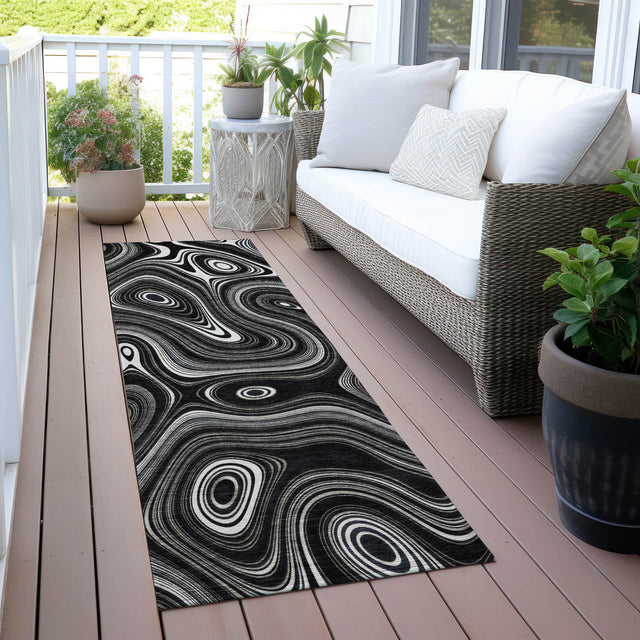 Addison Chantille ACN2097 Geometric Machine Made Transitional Black Rug