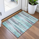 Addison Chantille ACN2098 Stripes Machine Made Transitional Teal Rug