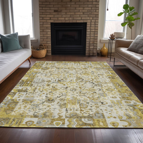 Addison Chantille ACN2099 Global Machine Made Traditional Gold Rug