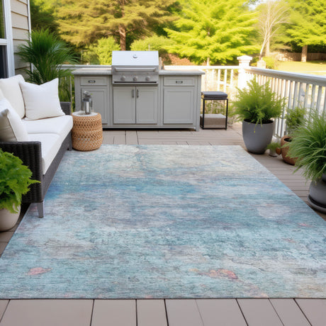 Addison Chantille ACN2100 Abstract Machine Made Transitional Aqua Rug