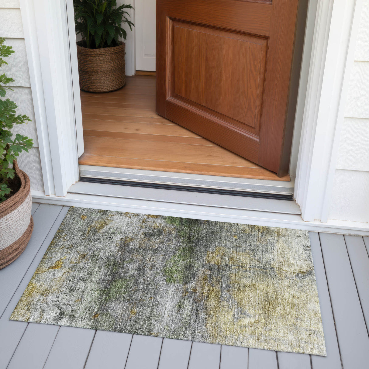 Addison Chantille ACN2100 Abstract Machine Made Transitional Olive Rug