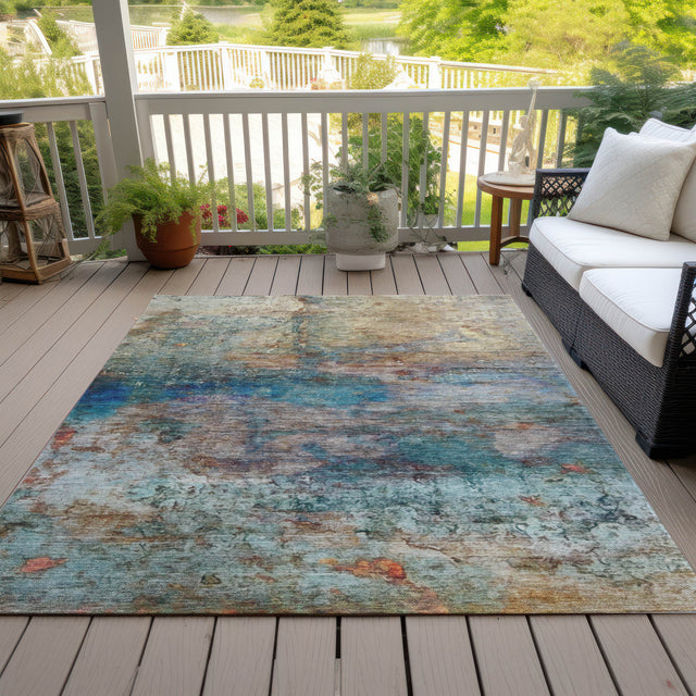 Addison Chantille ACN2100 Abstract Machine Made Transitional Teal Rug