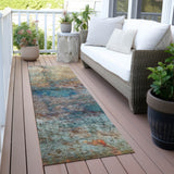 Addison Chantille ACN2100 Abstract Machine Made Transitional Teal Rug